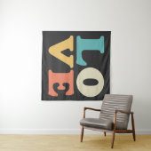 ラブタイポグラフィレトロカラースクエア タペストリー (インサイチュ(横))