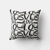 ラブタイポグラフィ白黒文字パターン クッション (裏面)