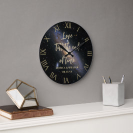 ラブタイムネブラ金ゴールド結婚ズ記念日の記念 ラージ壁時計