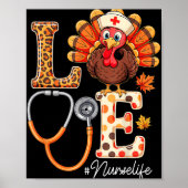 ラブターキークサンクスギビングナースライフ秋スクラブトップ ポスター (正面)