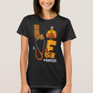 ラブターキープステソスコープナースライフ感謝祭 Tシャツ