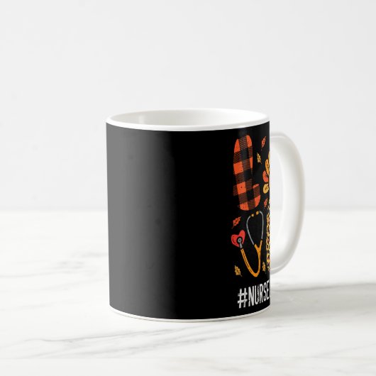 ラブターキープステソスコープナース感謝祭秋Sc コーヒーマグカップ (正面右)