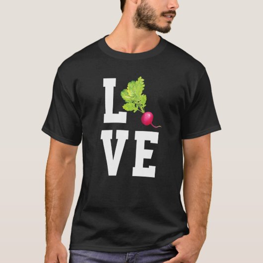 ラブダイコンかわいい野菜ビーガンダイコン Tシャツ (正面)
