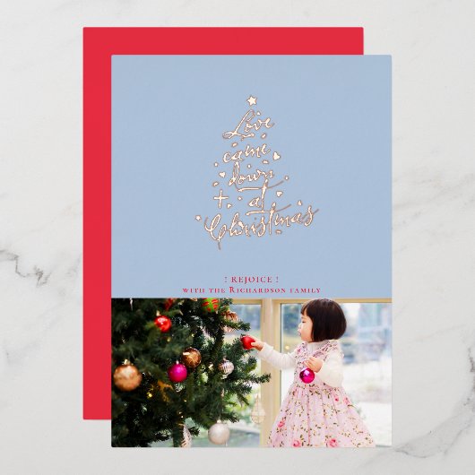 ラブダウン来フォイルクリスマスカード 箔シーズンカード (正面/裏面)