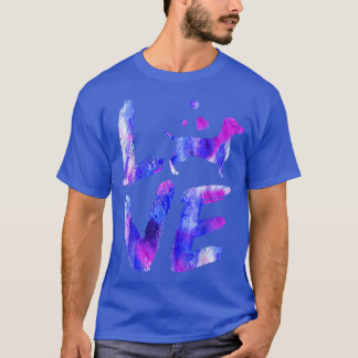 ラブダシュンドーウィーナーウォーターカラーブルードッグママ Tシャツ