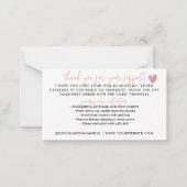 ラブダスティピンクハートジュエリー気に ノートカード (裏面)