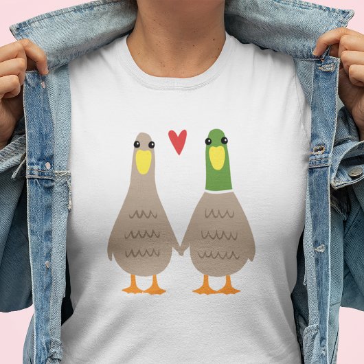 ラブダックかわいいバレンタイン Tシャツ