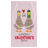 ラブダックスカスタムイニシャルバレンタインデー スモールペーパーバッグ (裏面)