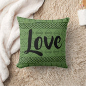 ラブダークグリーン幾何学模様 クッション (ブランケット)