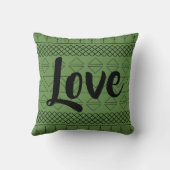 ラブダークグリーン幾何学模様 クッション (裏面)