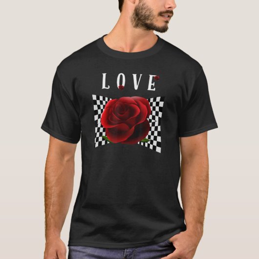 ラブチェッカーボードバラTシャツ Tシャツ (正面)