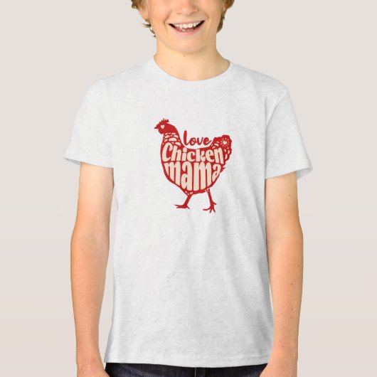 ラブチキンママTシャツ - 田舎の農場スタイル トライブレンドTシャツ (正面)