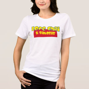 ラブチャイ インディアンおもしろいチャイサモサTシャツ トライブレンドTシャツ