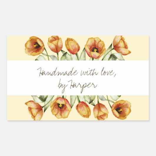 ラブチューリップで手作りステッカー 長方形シール (正面)