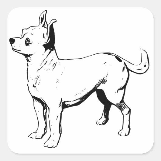 ラブチワホアパピードッググリーティングステッカー スクエアシール (正面)