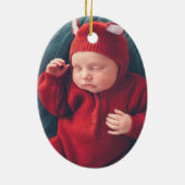 ラブツリーオブライフアートティール(緑がかった色)ブルーカスタムベビー写真 セラミックオーナメント (裏面)