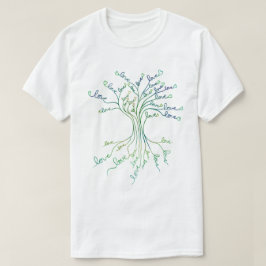 ラブツリーオブライフアートティール(緑がかった色)ブルー前向きペアレント Tシャツ