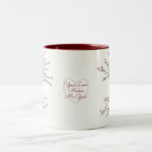 ラブツリーオブライフアートホワイトダーク赤いハートかわいい ツートーンマグカップ (中央)