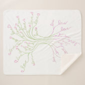 ラブツリーオブライフホワイトグリーンバレンタインハート シェルパブランケット (正面(横))