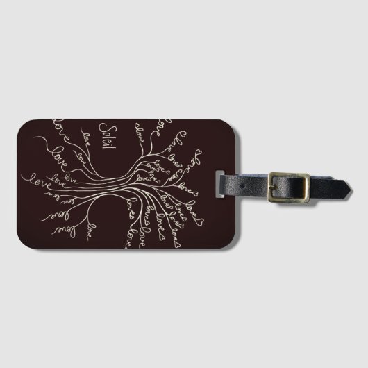 ラブツリーオブライフ自然ブラウンハートかわいいユニセックス ラゲッジタグ (正面横)