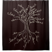 ラブツリーオブライフ自然ブラウンハートかわいい素朴 シャワーカーテン (正面)