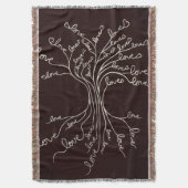 ラブツリーオブライフ自然ブラウンハートかわいい素朴 スローブランケット (正面縦)