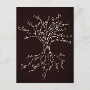 ラブツリーオブライフ自然ブラウンハートかわいい素朴 ポストカード