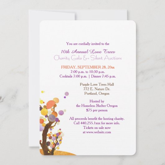 ラブツリーチャリティーファンドレイジングオークションディナー 招待状 (裏面)