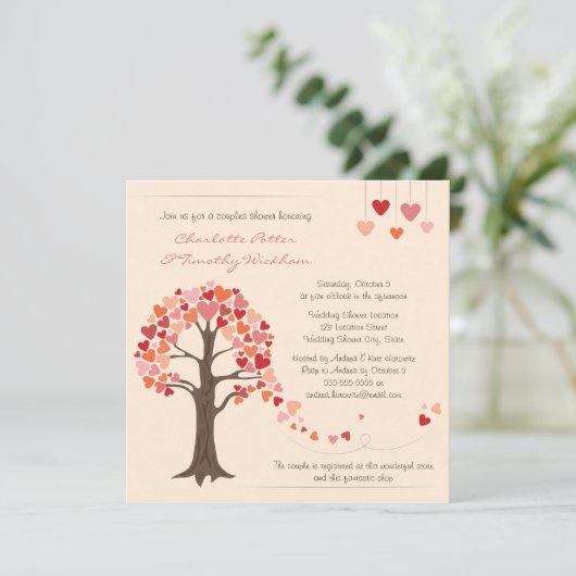 ラブツリーハートウェディングシャワー招待状 招待状 (スタンド正面)