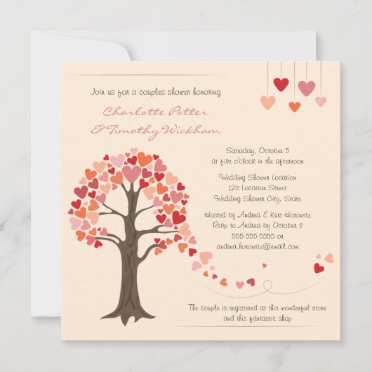 ラブツリーハートウェディングシャワー招待状 招待状 (正面)