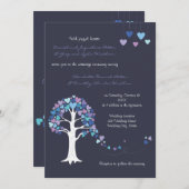 ラブツリーハートズウィンターウェディング招待状ブルー 招待状 (正面/裏面)