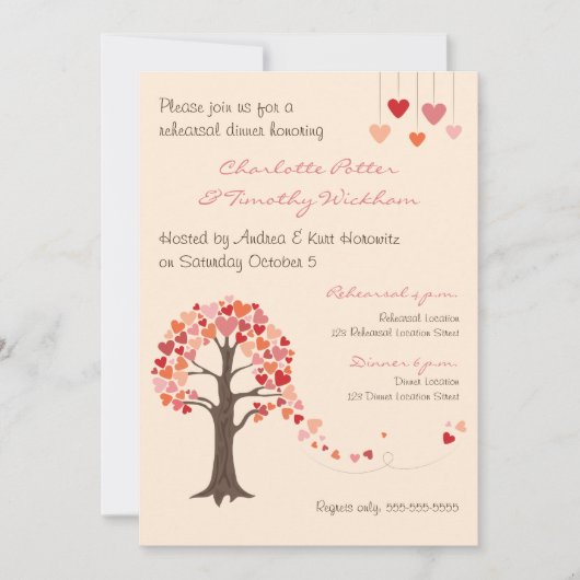 ラブツリーハートリハーサルディナー招待状 招待状 (正面)