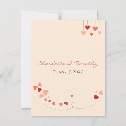 ラブツリーハート結婚式日付を保存 セーブザデート (裏面)