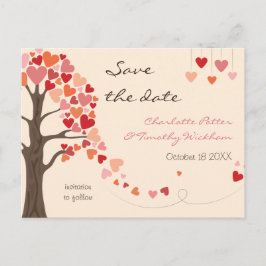 ラブツリーハート結婚式日付を保存 案内ポストカード