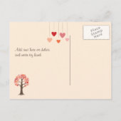 ラブツリーハート結婚式日付を保存 案内ポストカード (裏面)