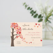 ラブツリーハート結婚式日付を保存 案内ポストカード (スタンド正面)