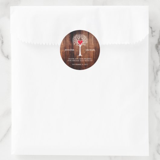 ラブツリー素朴な木の国の結婚式ありがとう ラウンドシール (バッグ)