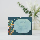 ラブツリー結婚ティール(緑がかった色)の食事の選択RSVP 出欠カード (スタンド正面)