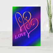 ラブツーハートレインボーパーソナライズされた カード (正面)