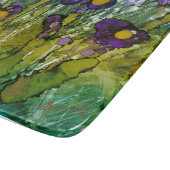 ラブティチュードパープル&金ゴールドアイリスガラス切断板 カッティングボード (角)