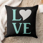 ラブティール（緑がかった色）ブルー&ブラックウェディングシャワーパーティー クッション (ブランケット)