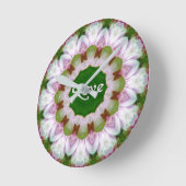 ラブテキストオプショナルの抽象的な花マンダラ ラウンド壁時計 (傾斜)