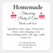 ラブテックスで作った自家製のストロベリーケーキ生地 スクエアシール (正面)