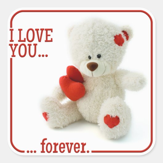 ラブテディバレンタインステッカー スクエアシール (正面)