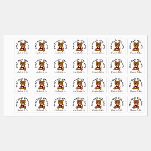 ラブテディベアかわいい手作りパーソナライズされた ラベル (シート)