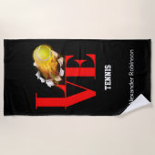 ラブテニススポパーソナライズされたーツ   ビーチタオル (正面)