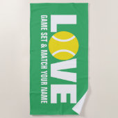 ラブテニスボールビーチタオル付名前をカスタムする ビーチタオル (正面)