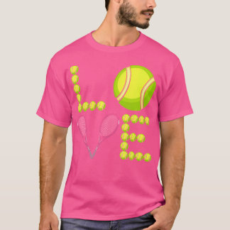 ラブテニスボールラケットテニスのコーチ選手 Tシャツ
