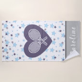 ラブテニスラケット&ボールスターカラフルズ ビーチタオル (正面)