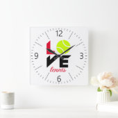 ラブテニス スクエア壁時計 (ホーム)